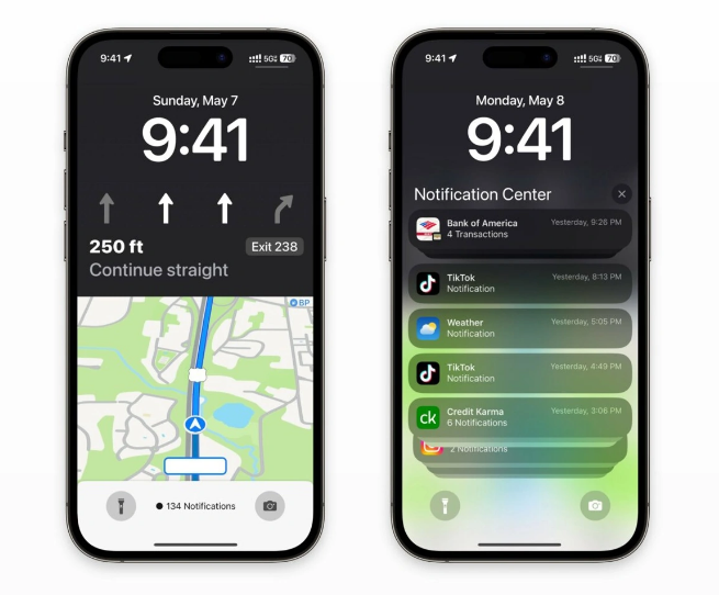 福州苹果维修服务分享iOS17锁屏地图导航半屏显示长什么样 